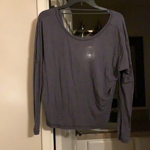 Cut out back long sleeve dark grey top